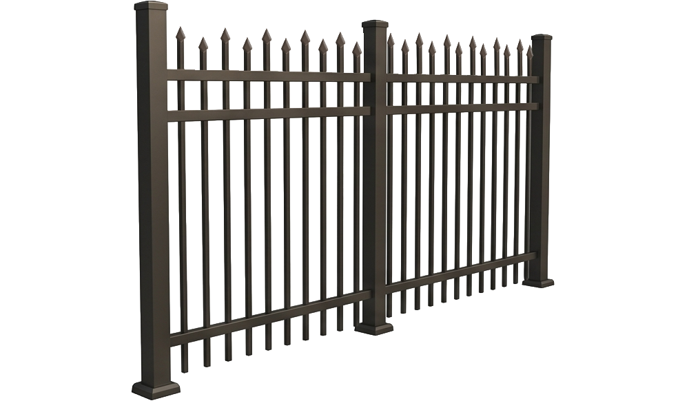 Spear Top Staggered Pickets Commercial Aluminum Fence Spear Top Staggered Pickets Commercial Aluminum Fence