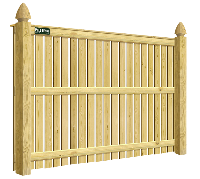 Detailed view of semi-privacy wood fence and posts