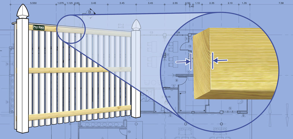 Detailed view of wood fence rails